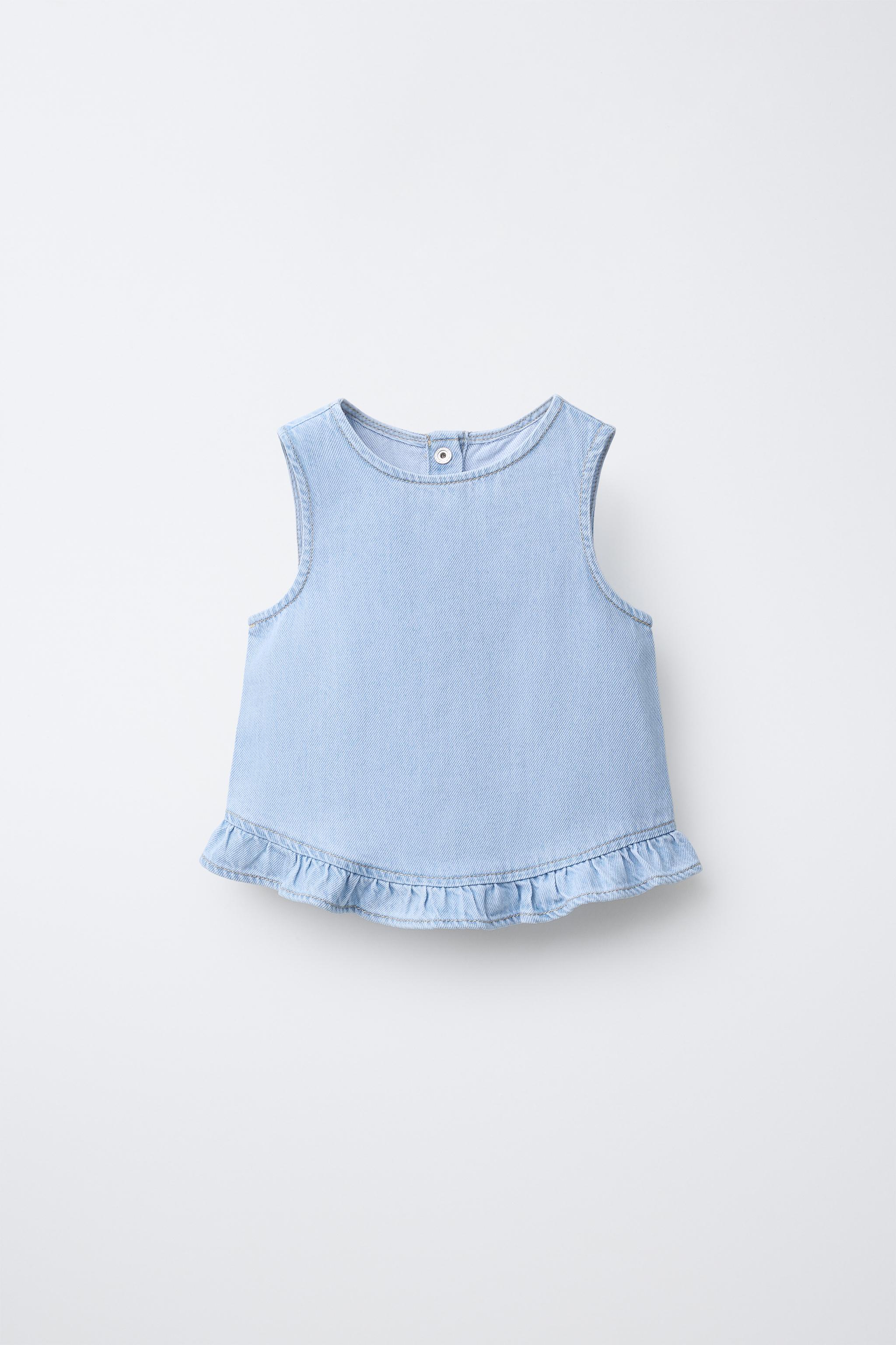 RUFFLED DENIM TOP